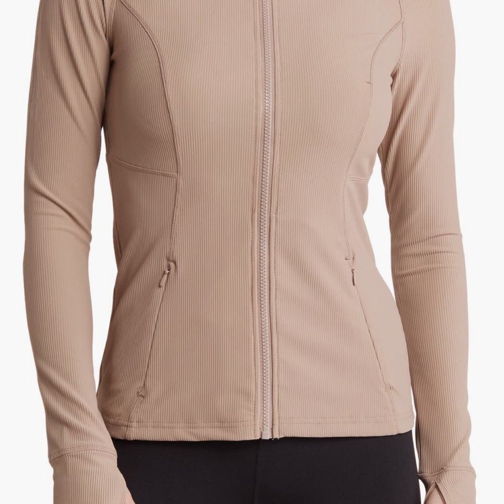 NWT,90 Degree By Reflex Taupe Zip-Up Jacket